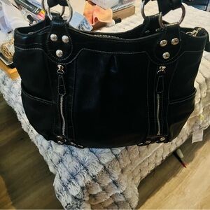 Etienne Aigner Black and Cream Striped Interior